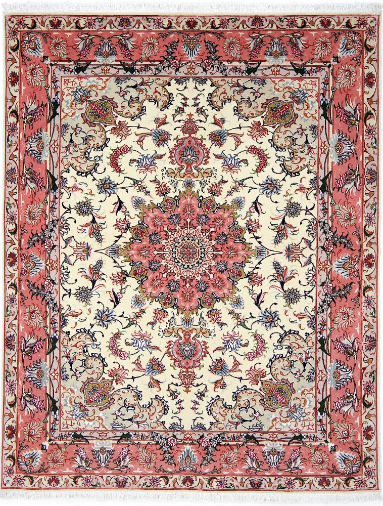 Persian Rug Tabriz 50Raj 6'5"x4'11" 6'5"x4'11", Persian Rug Knotted by hand