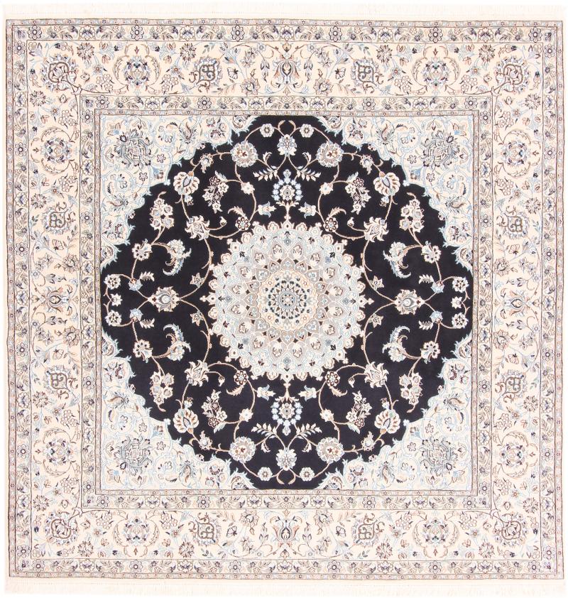 Tapis persan Naïn 9La 206x203 206x203, Tapis persan Noué à la main