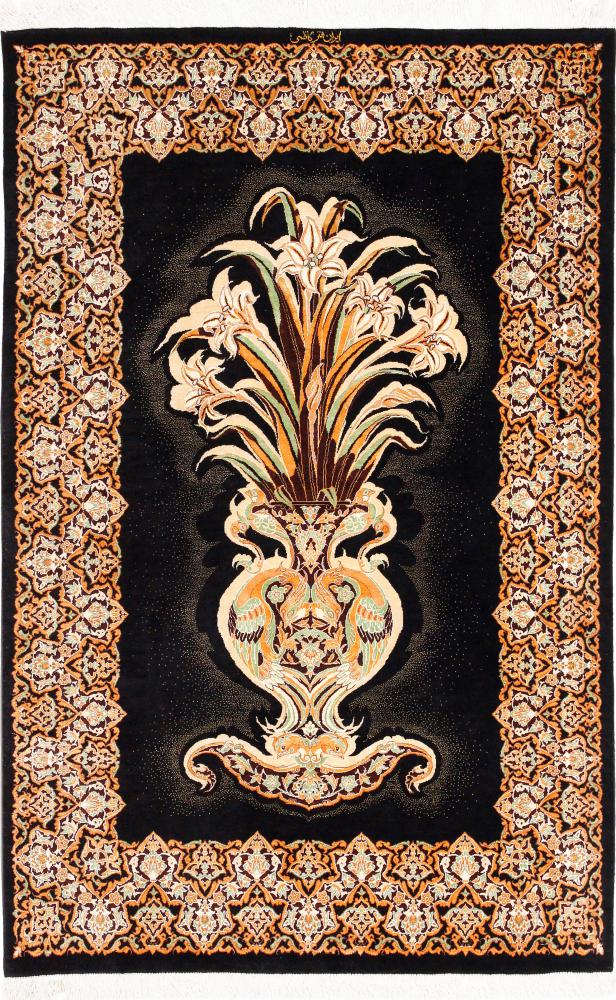 Persialainen matto Ghom Silkki Kazemi 147x99 147x99, Persialainen matto Solmittu käsin