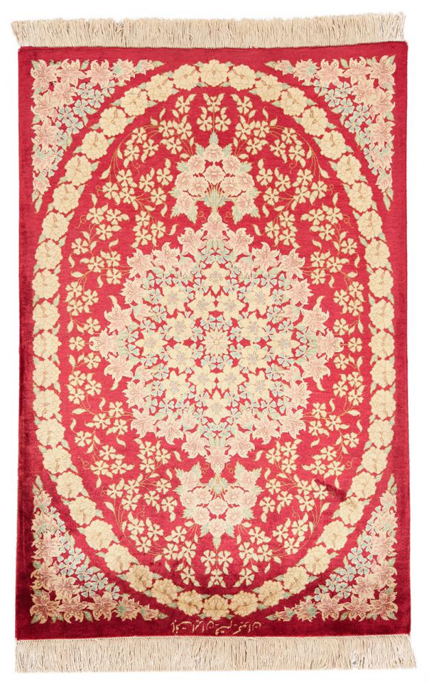 Persian Rug Qum Silk 91x61 91x61, Persian Rug Knotted by hand