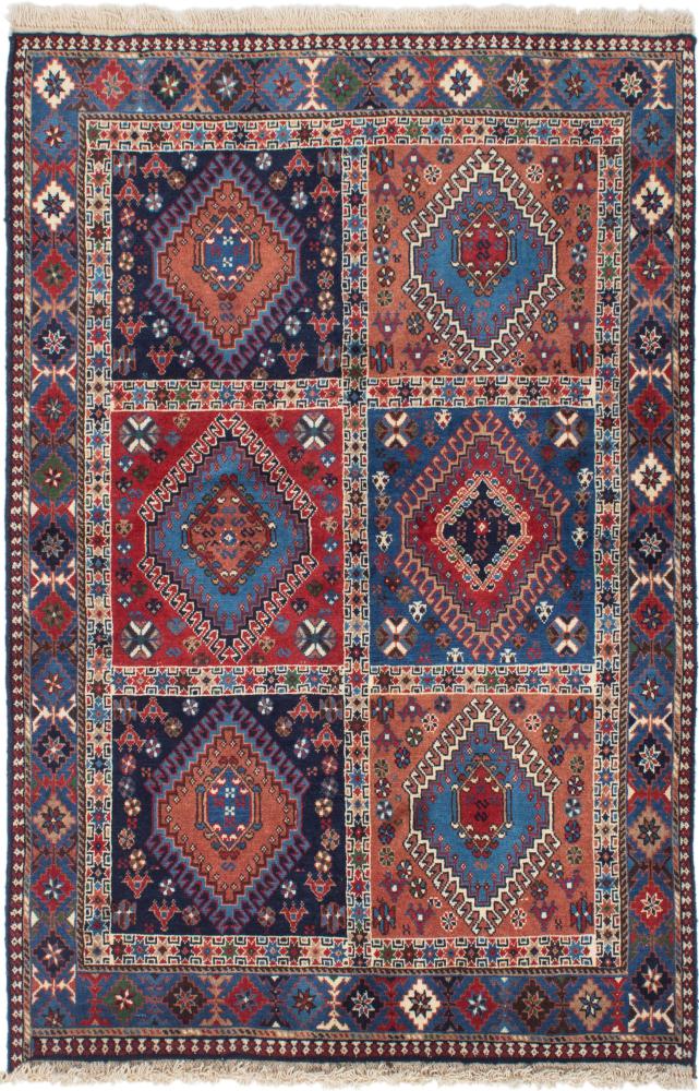 Persian Rug Yalameh 5'0"x3'5" 5'0"x3'5", Persian Rug Knotted by hand