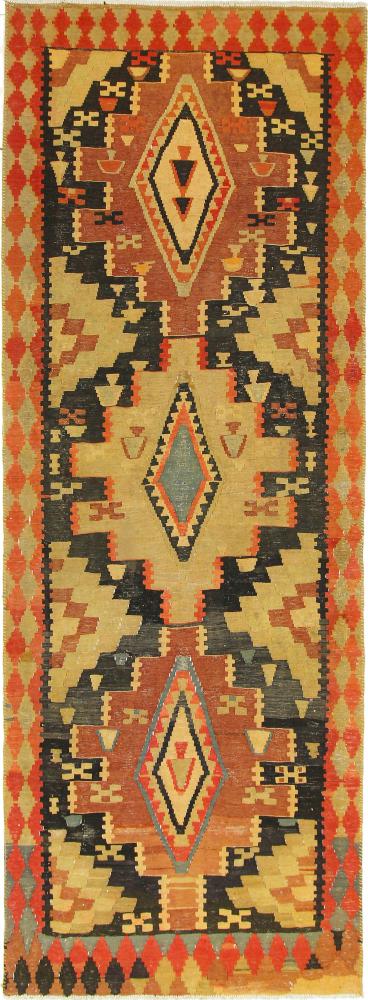 Tapete persa Kilim Fars Azerbaijan Antigo 344x125 344x125, Tapete persa Tecido à mão