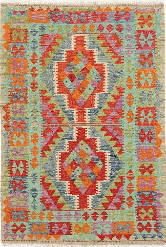 Afghan rug Kilim Afghan 5'1"x3'5" 5'1"x3'5", Persian Rug Woven by hand