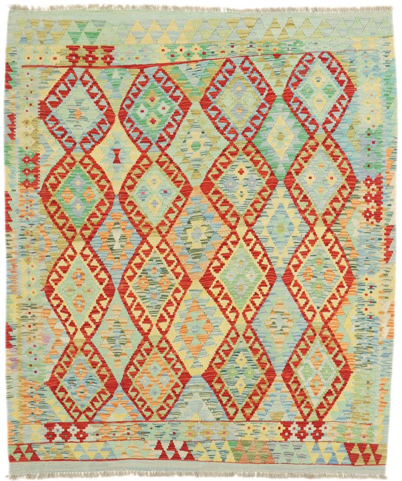 Afghan rug Kilim Afghan 6'6"x5'7" 6'6"x5'7", Persian Rug Woven by hand