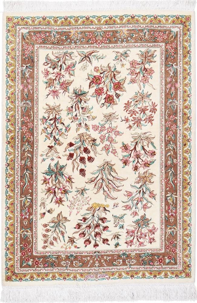 Persian Rug Qum Silk 3'8"x2'7" 3'8"x2'7", Persian Rug Knotted by hand