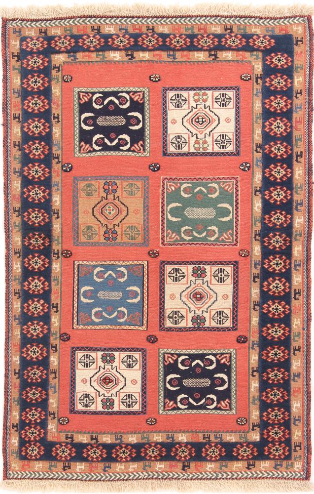  ペルシャ絨毯 キリム Soozani Nimbaft 4'9"x3'2" 4'9"x3'2",  ペルシャ絨毯 手織り