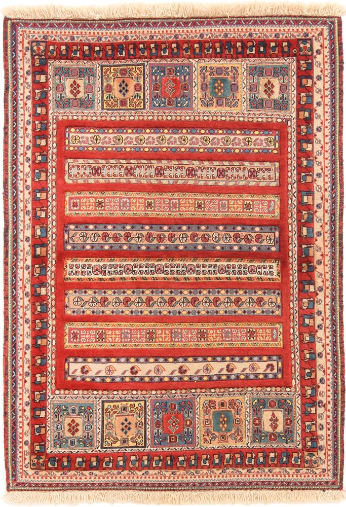  ペルシャ絨毯 キリム Soozani Nimbaft 4'9"x3'4" 4'9"x3'4",  ペルシャ絨毯 手織り