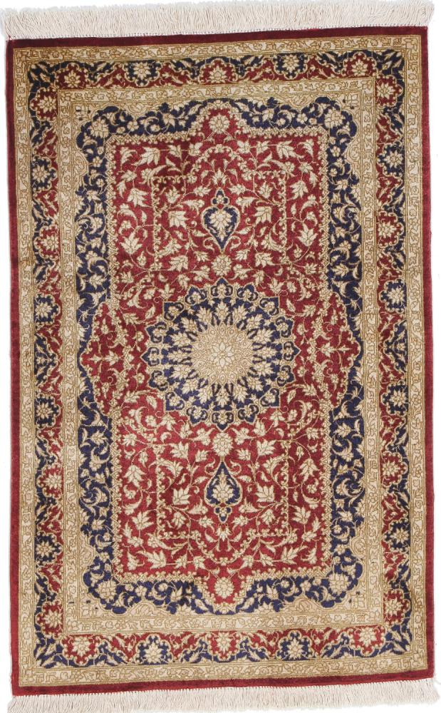  ペルシャ絨毯 クム シルク 91x61 91x61,  ペルシャ絨毯 手織り