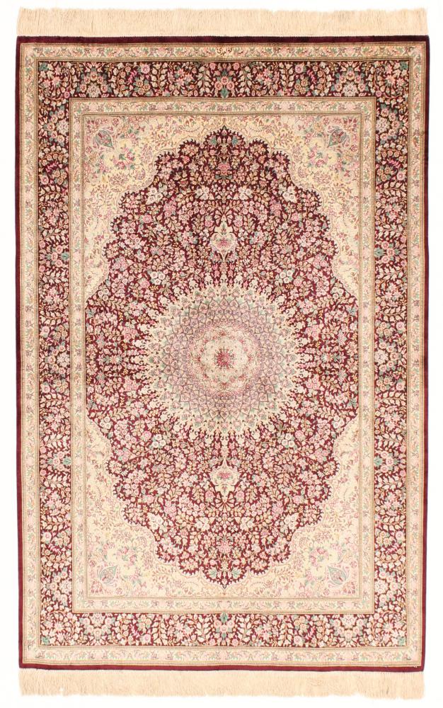  ペルシャ絨毯 クム シルク 6'7"x4'3" 6'7"x4'3",  ペルシャ絨毯 手織り