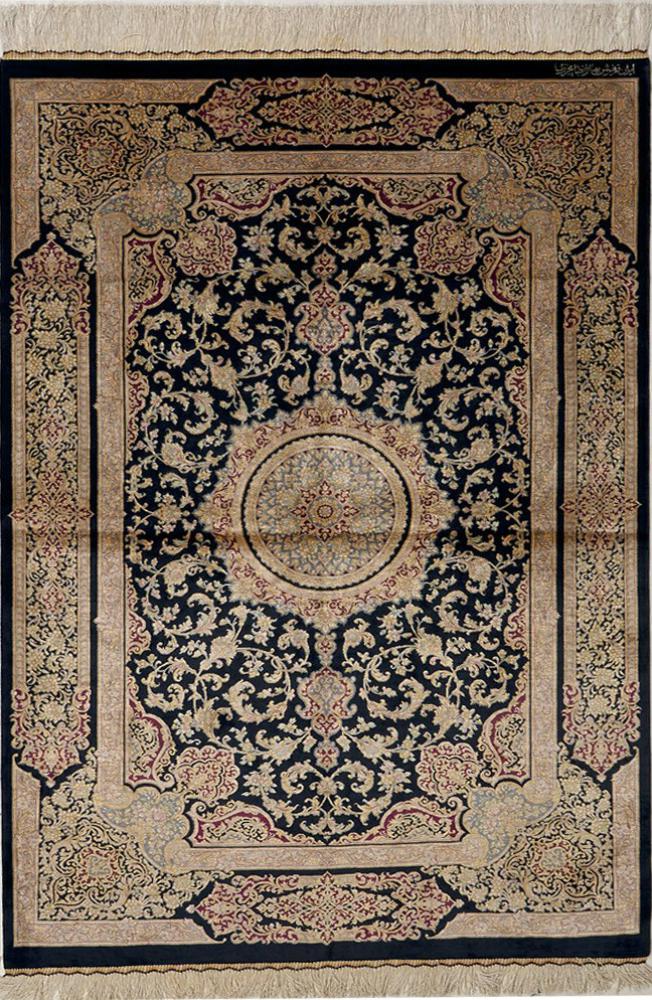 Tapis persan Ghom Soie 5'0"x3'4" 5'0"x3'4", Tapis persan Noué à la main