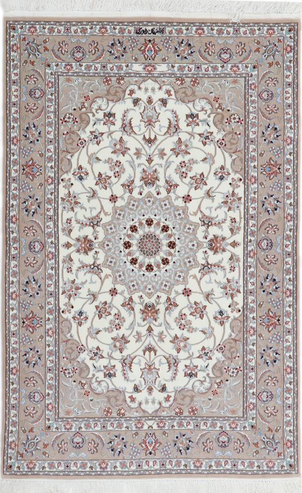  ペルシャ絨毯 イスファハン Davari 絹の縦糸 5'7"x3'7" 5'7"x3'7",  ペルシャ絨毯 手織り