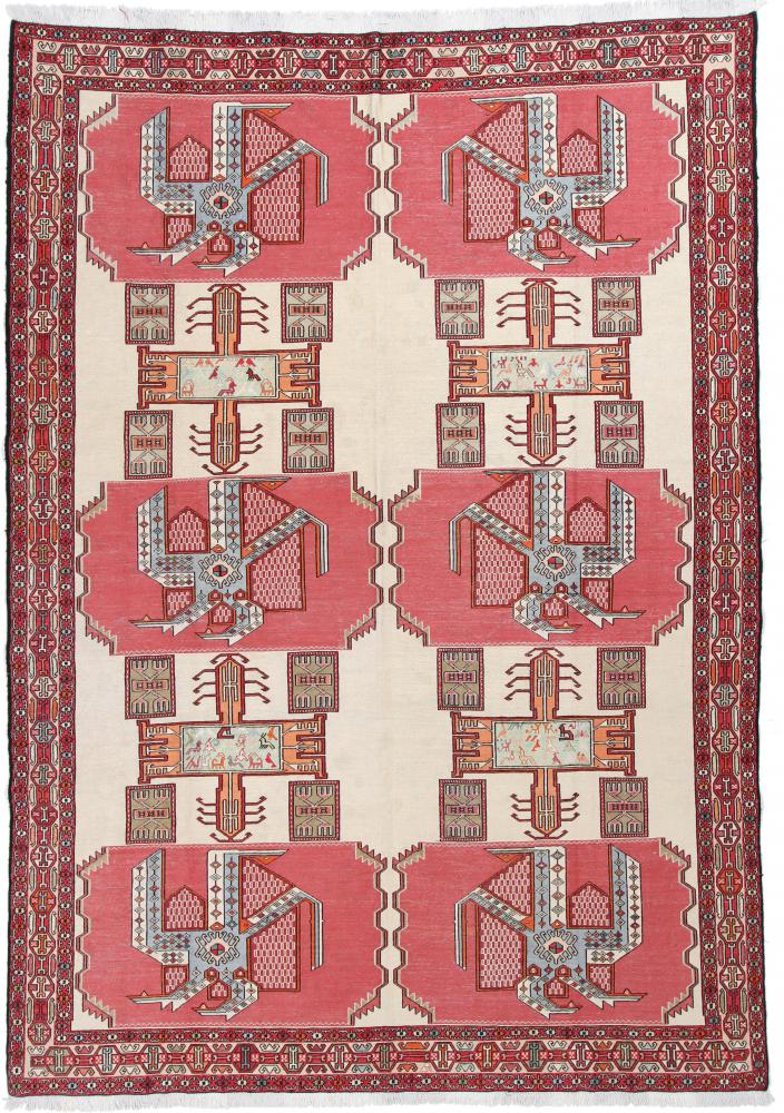 Persian Rug Kilim Fars Silk 9'5"x6'8" 9'5"x6'8", Persian Rug Woven by hand