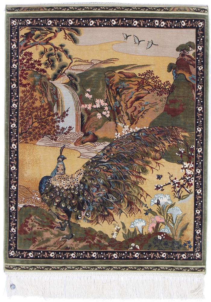  Hereke Silkki 71x55 71x55, Persialainen matto Solmittu käsin