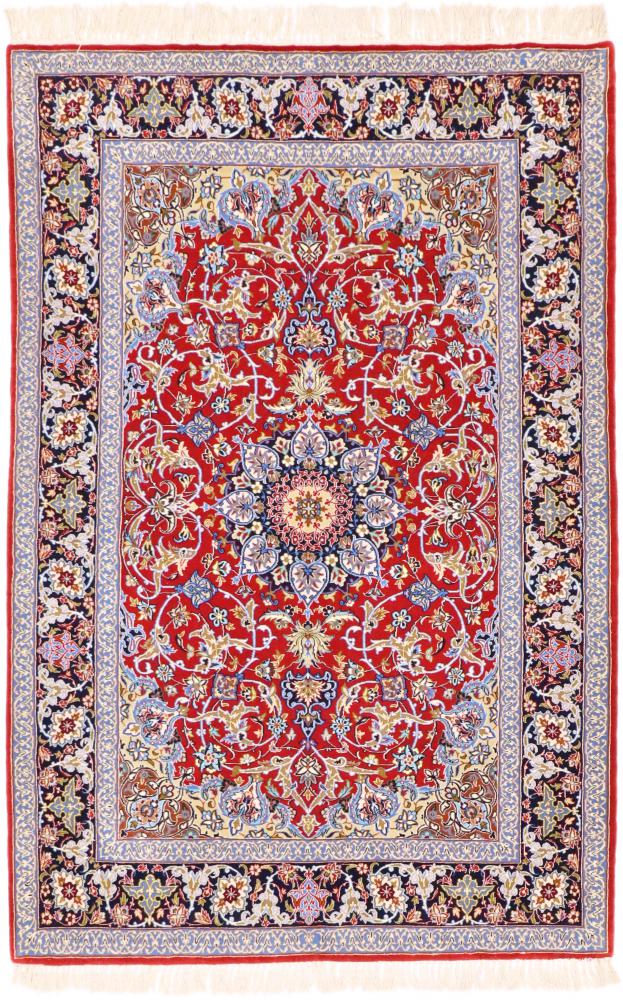 Tappeto persiano Isfahan Ordito in Seta 5'2"x3'7" 5'2"x3'7", Tappeto persiano Annodato a mano
