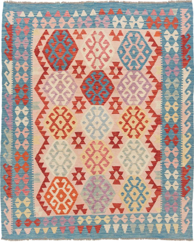 Afghan rug Kilim Afghan 6'4"x5'3" 6'4"x5'3", Persian Rug Woven by hand