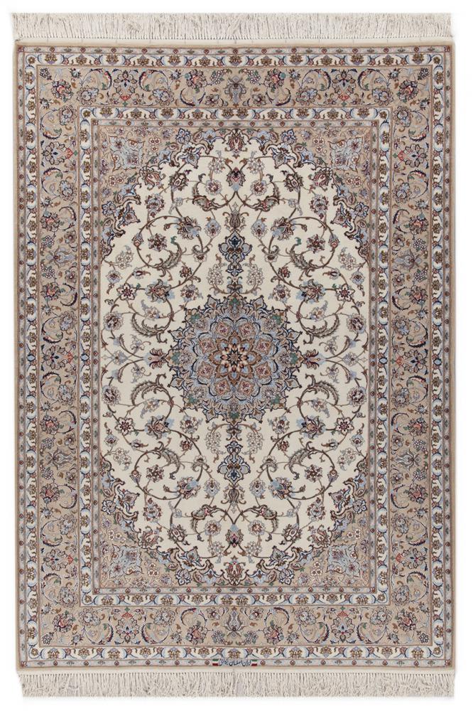 Persian Rug Isfahan Sherkat Silk Warp 7'7"x5'3" 7'7"x5'3", Persian Rug Knotted by hand