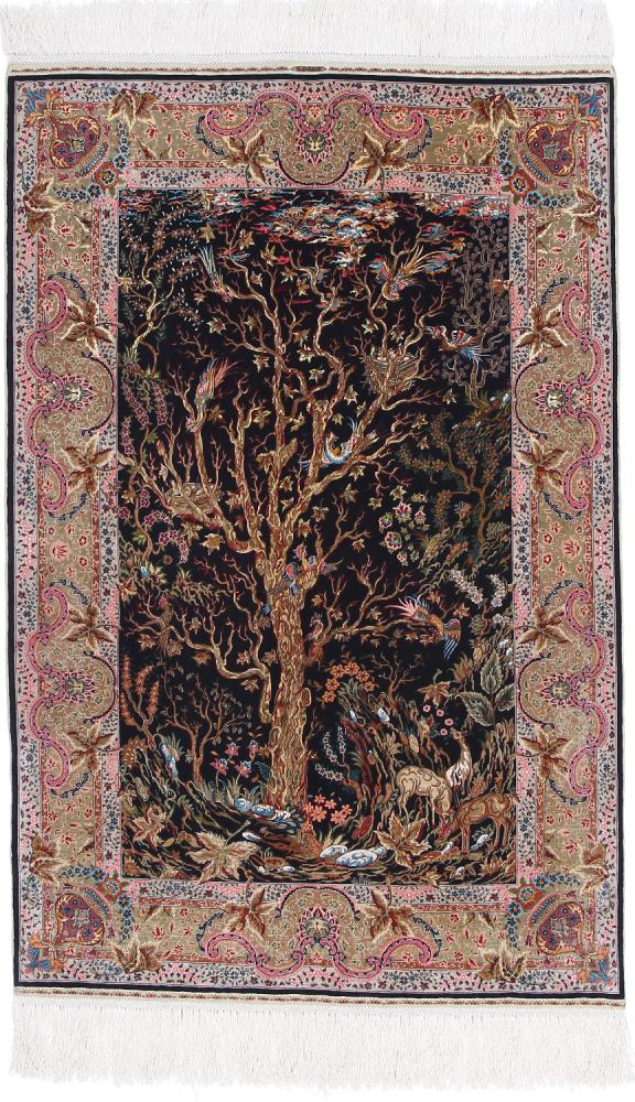  Hereke 4'1"x2'8" 4'1"x2'8", Persian Rug Knotted by hand