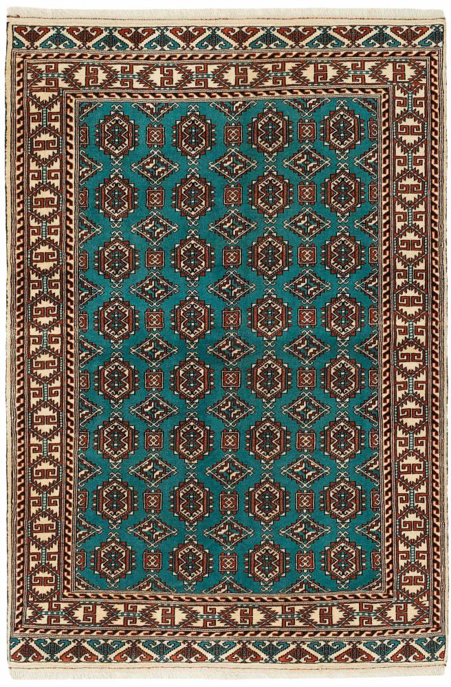 Persian Rug Turkaman 6'5"x4'5" 6'5"x4'5", Persian Rug Knotted by hand