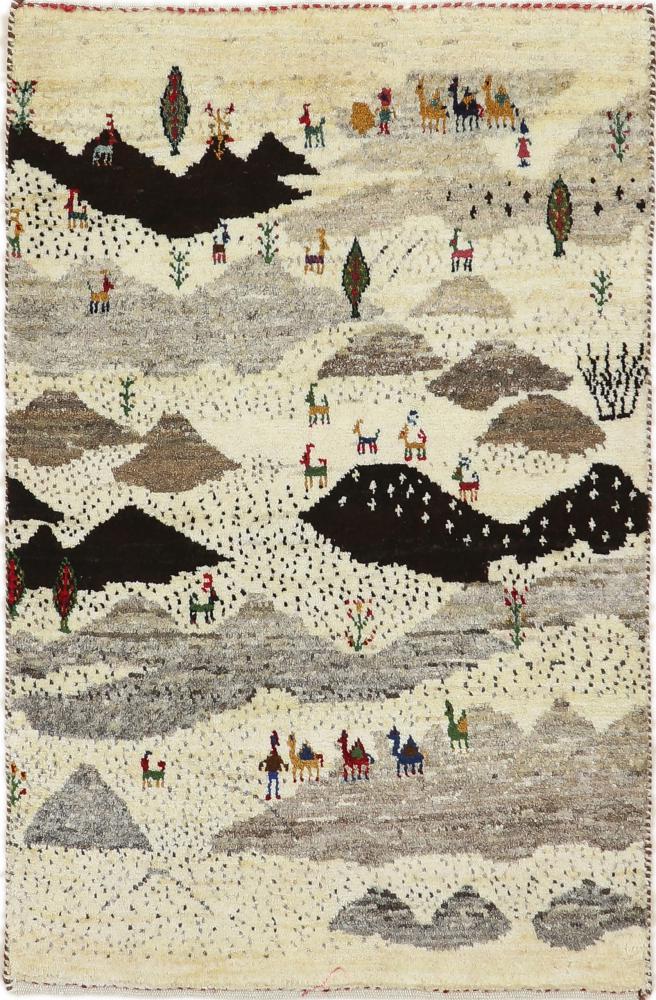 Perzisch tapijt Perzisch Gabbeh Loribaft Nature 90x59 90x59, Perzisch tapijt Handgeknoopte