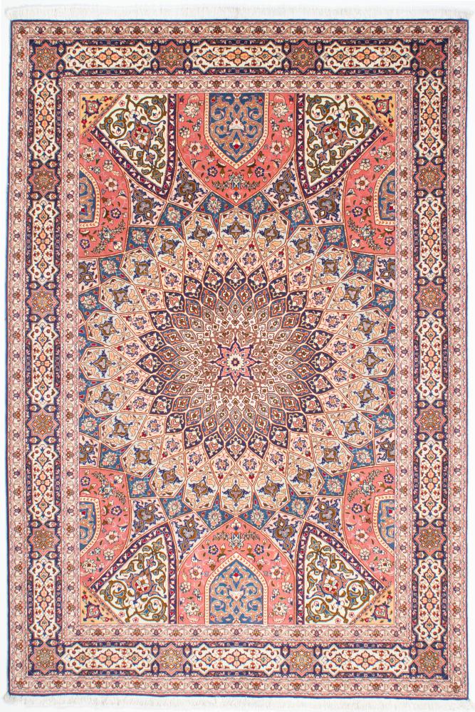 Persian Rug Tabriz 50Raj 8'3"x5'6" 8'3"x5'6", Persian Rug Knotted by hand