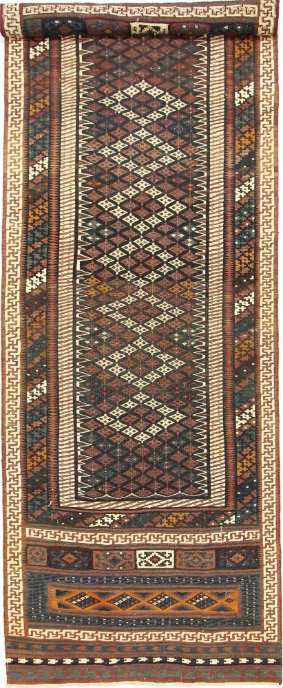 Persisk tæppe Kelim Fars Azerbaijan Antikke 460x147 460x147, Persisk tæppe Håndvævet