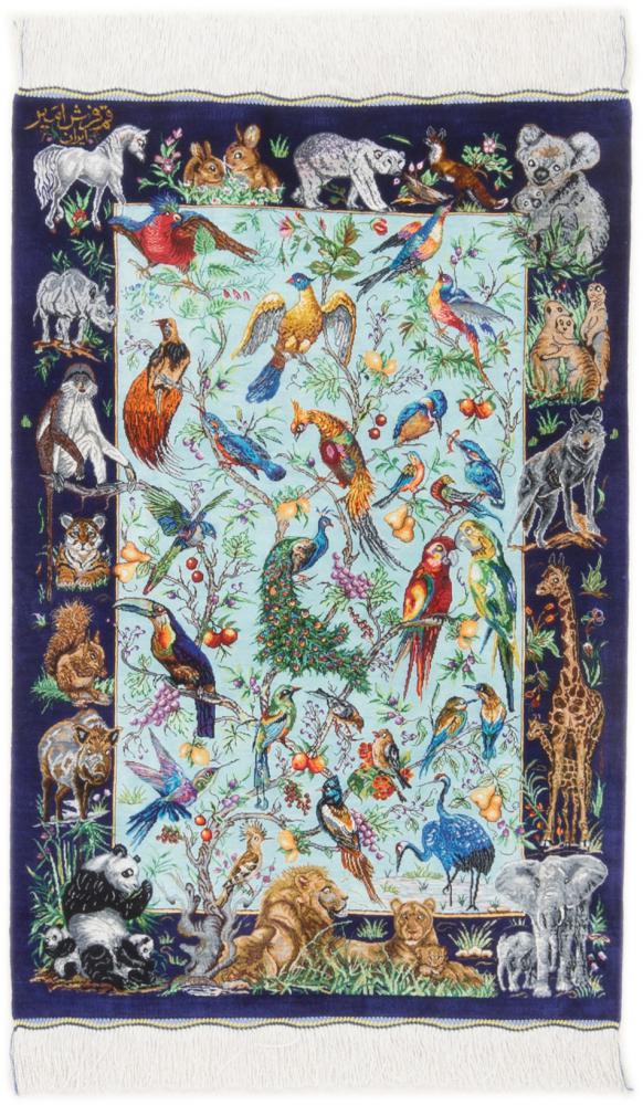 Perzisch tapijt Qum Zijde amir 90x60 90x60, Perzisch tapijt Handgeknoopte