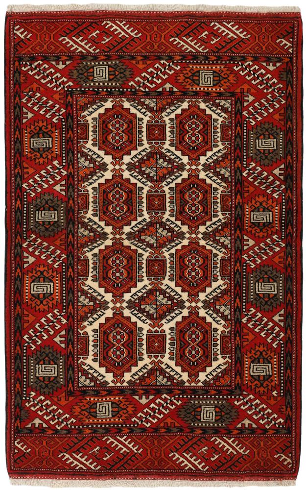 Persian Rug Turkaman 4'4"x2'10" 4'4"x2'10", Persian Rug Knotted by hand