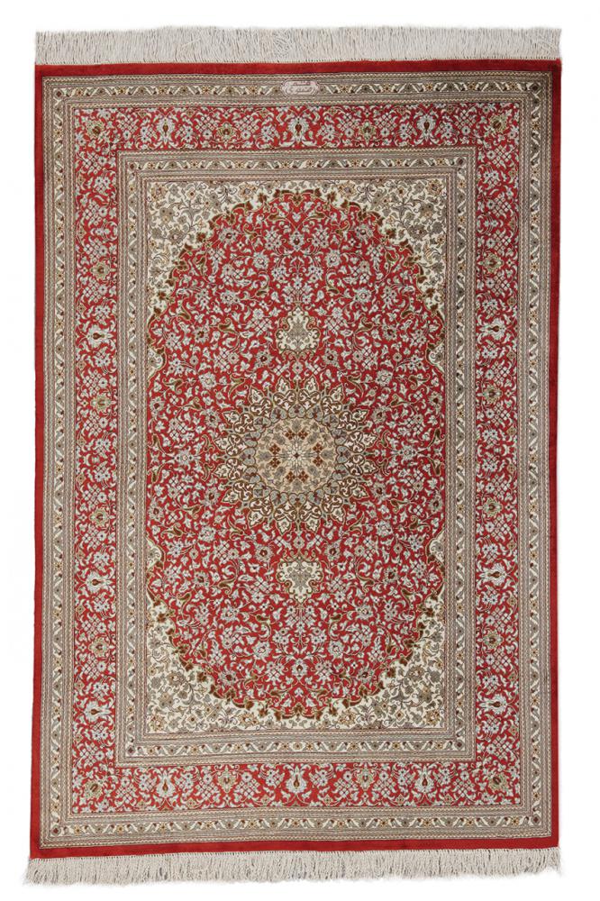 Persian Rug Qum Silk 4'9"x3'3" 4'9"x3'3", Persian Rug Knotted by hand