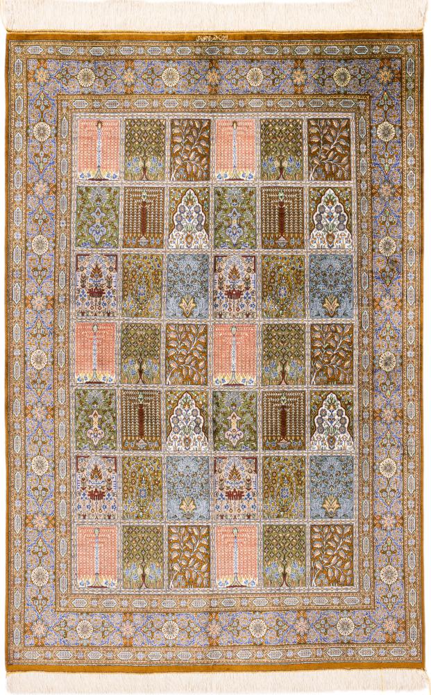 Persialainen matto Ghom Silkki Signed Lajevardi 200x128 200x128, Persialainen matto Solmittu käsin