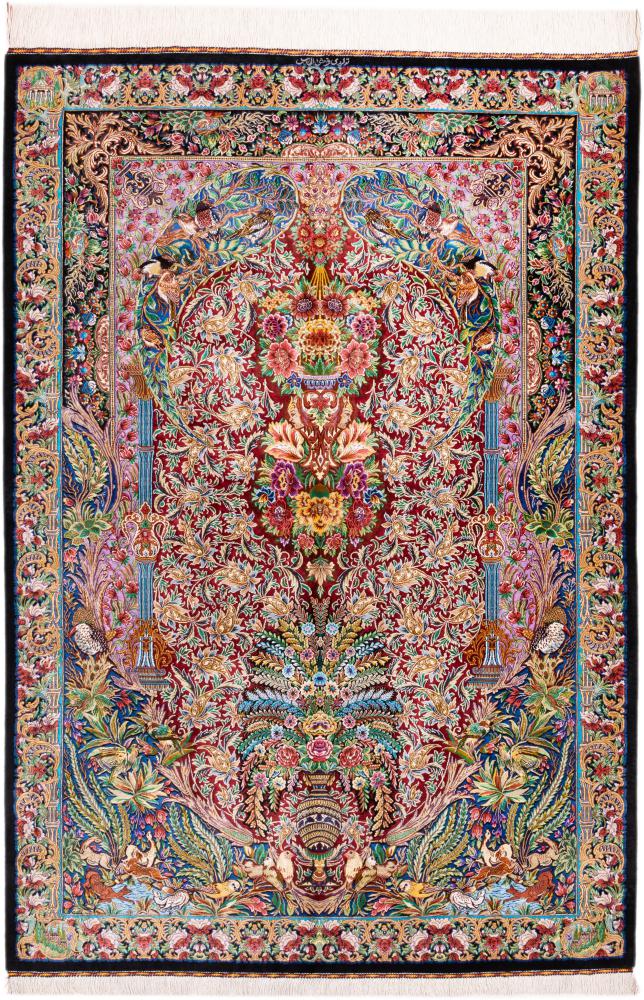 Perzisch tapijt Qum Zijde Signed Almas 6'7"x4'6" 6'7"x4'6", Perzisch tapijt Handgeknoopte