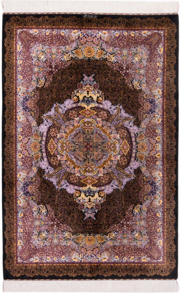 Persian Rug Qum Silk Signed Kazemi 6'6"x4'3" 6'6"x4'3", Persian Rug Knotted by hand