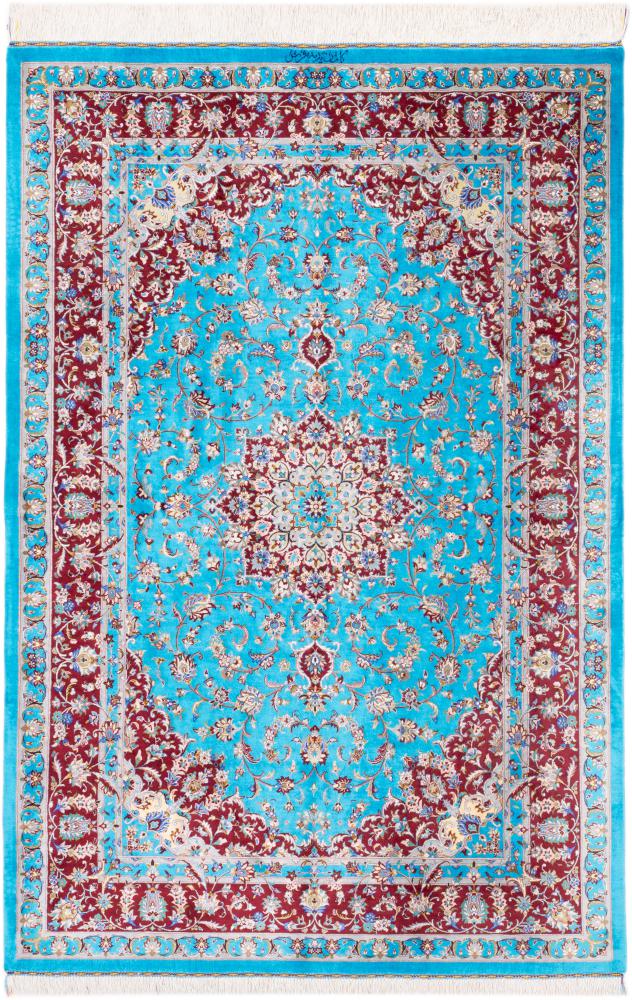 Tapis persan Ghom Soie Signé Padideh 6'7"x4'5" 6'7"x4'5", Tapis persan Noué à la main