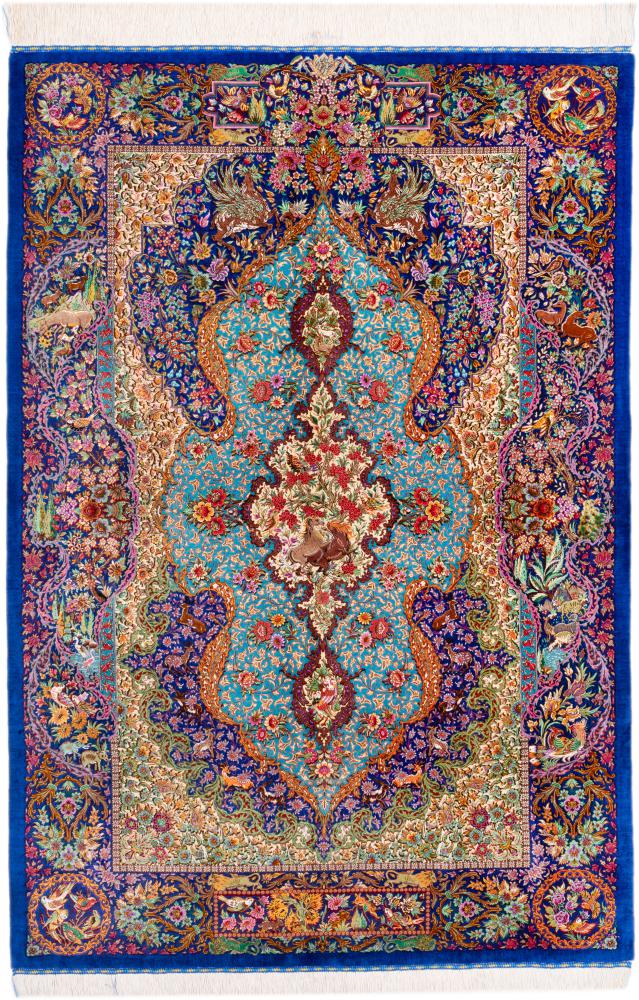 Persian Rug Qum Silk Signed Hekmatirad 197x135 197x135, Persian Rug Knotted by hand