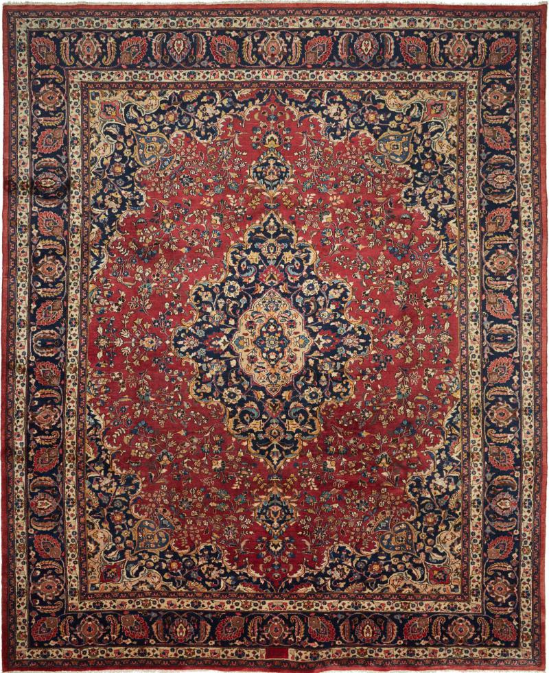 Persian Rug Mashhad 12'8"x10'0" 12'8"x10'0", Persian Rug Knotted by hand