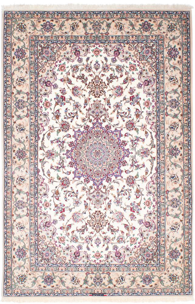 Persian Rug Isfahan Silk Warp 7'5"x5'0" 7'5"x5'0", Persian Rug Knotted by hand
