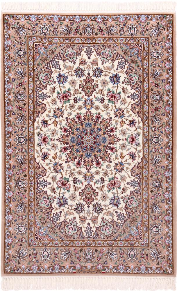 Persian Rug Isfahan Silk Warp 5'5"x3'7" 5'5"x3'7", Persian Rug Knotted by hand