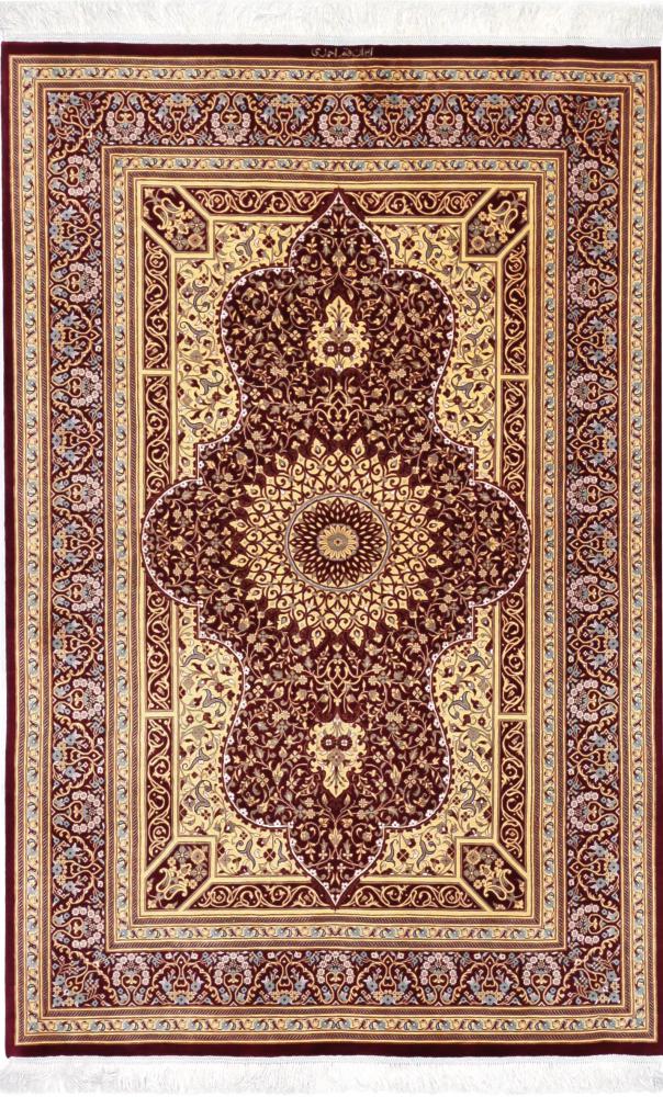  ペルシャ絨毯 クム シルク 148x98 148x98,  ペルシャ絨毯 手織り