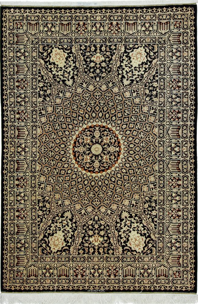 Persian Rug Qum Silk 6'4"x4'4" 6'4"x4'4", Persian Rug Knotted by hand