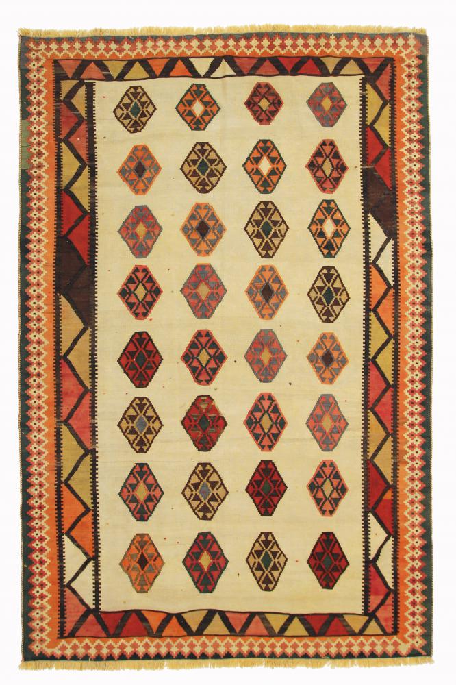 Persian Rug Kilim Fars Old Style 8'8"x5'8" 8'8"x5'8", Persian Rug Woven by hand