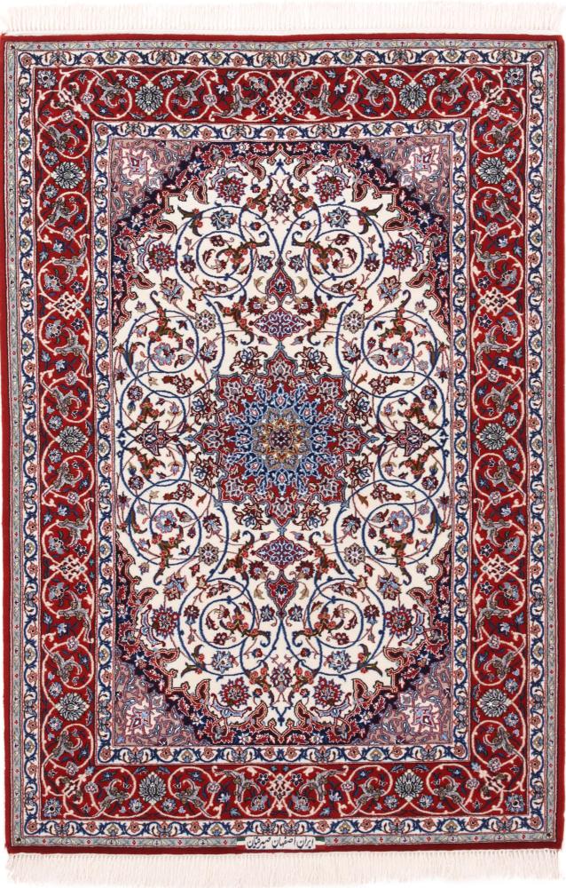 Persian Rug Isfahan Silk Warp 5'6"x3'9" 5'6"x3'9", Persian Rug Knotted by hand