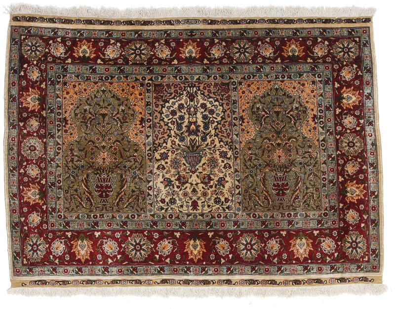  ヘレケ シルク 121x84 121x84,  ペルシャ絨毯 手織り