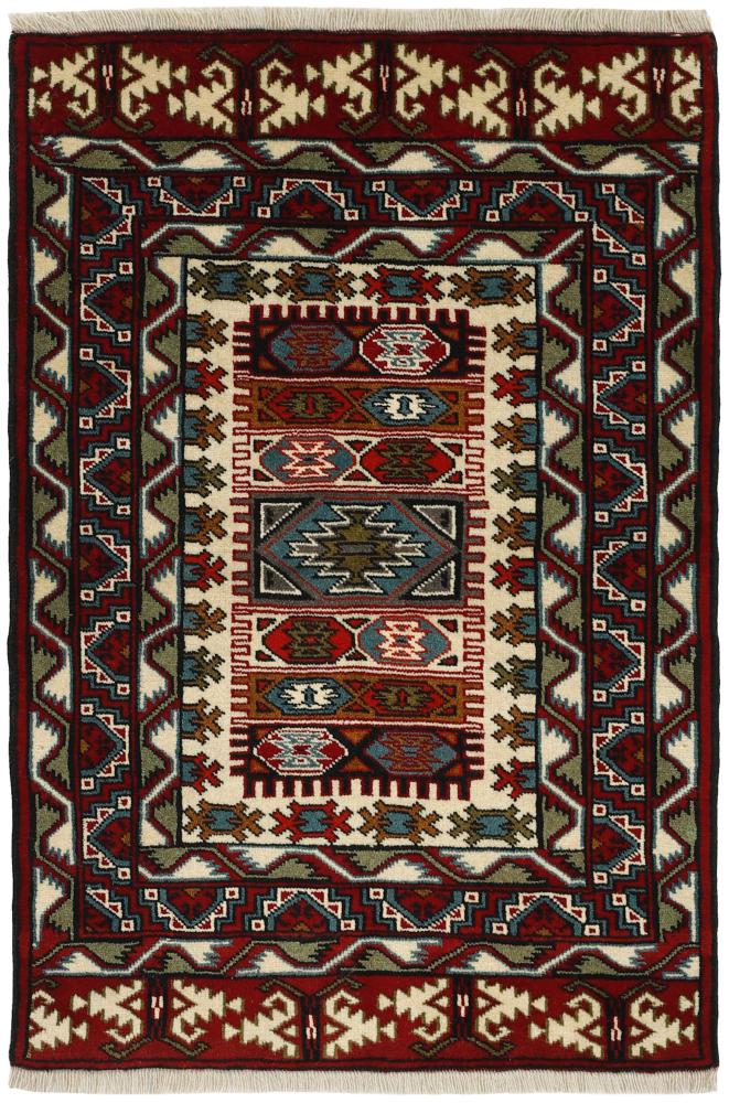  ペルシャ絨毯 トルクメン 3'11"x2'7" 3'11"x2'7",  ペルシャ絨毯 手織り