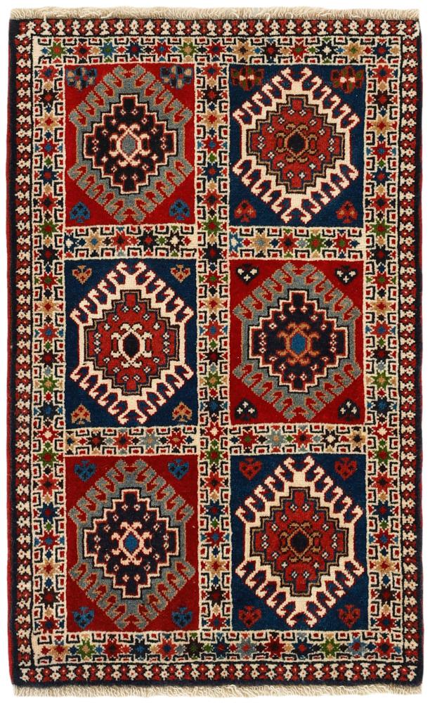 Persian Rug Yalameh 3'2"x2'0" 3'2"x2'0", Persian Rug Knotted by hand