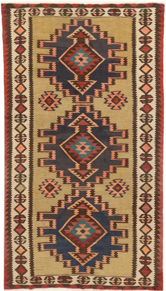 Persian Rug Kilim Fars Azerbaijan Antique 8'7"x4'9" 8'7"x4'9", Persian Rug Woven by hand