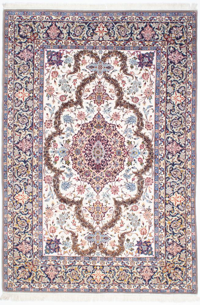 Persian Rug Isfahan Silk Warp 7'7"x5'3" 7'7"x5'3", Persian Rug Knotted by hand