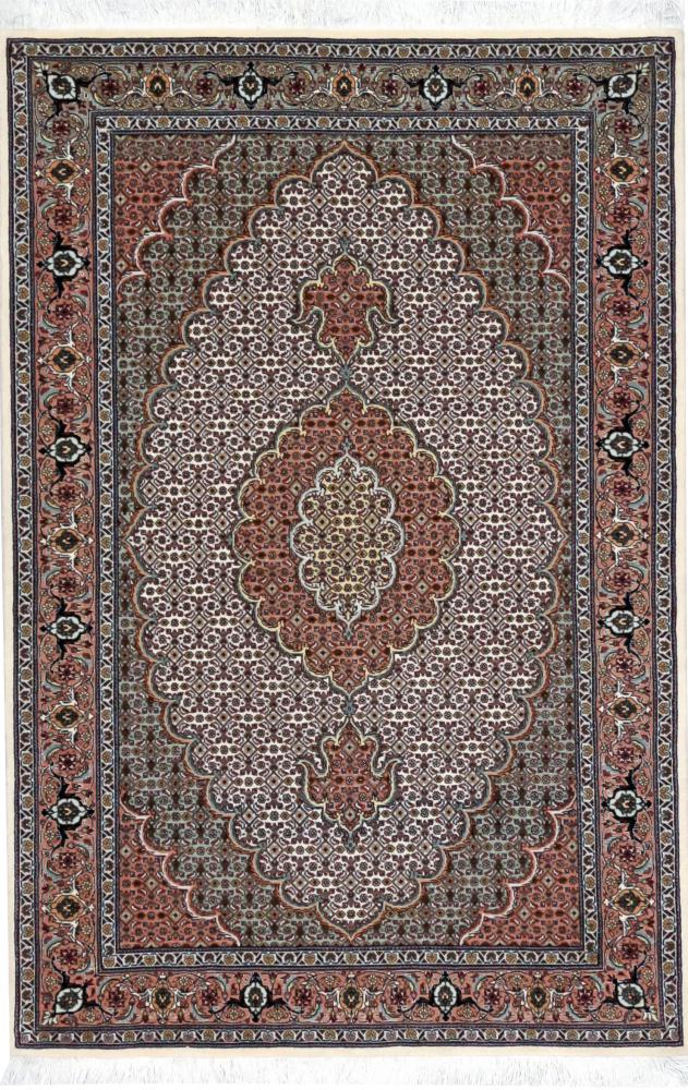  ペルシャ絨毯 タブリーズ Mahi 50Raj 5'0"x3'4" 5'0"x3'4",  ペルシャ絨毯 手織り