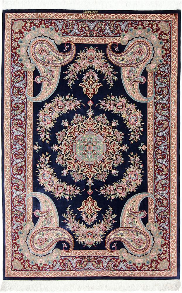 Perzisch tapijt Qum Zijde 154x101 154x101, Perzisch tapijt Handgeknoopte