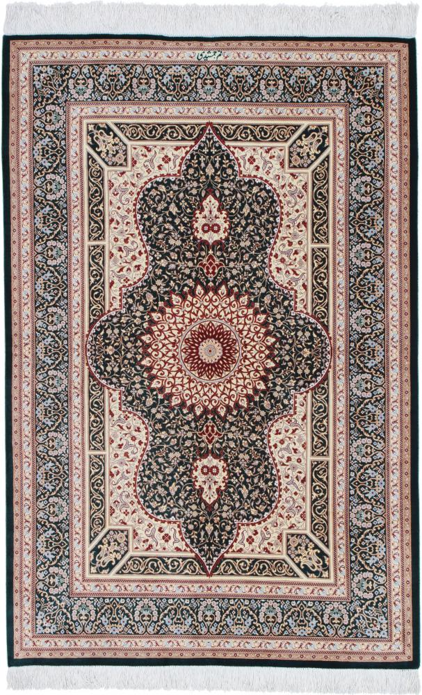  ペルシャ絨毯 クム シルク 150x100 150x100,  ペルシャ絨毯 手織り