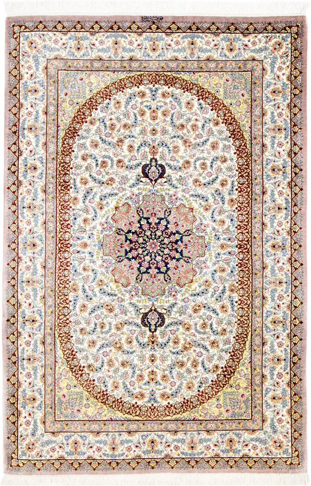 Περσικό χαλί Ghom μετάξι 5'0"x3'4" 5'0"x3'4", Περσικό χαλί Οι κόμποι έγιναν με το χέρι