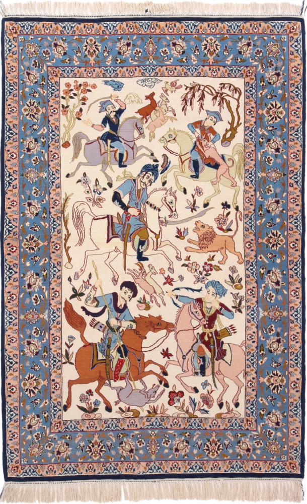Dywan perski Isfahan Jedwabna Osnowa 5'5"x3'6" 5'5"x3'6", Dywan perski Ręcznie tkane